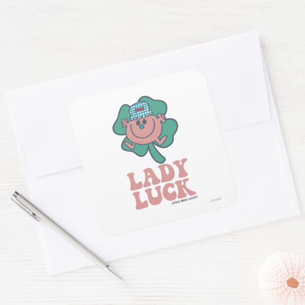 Little_Miss_Lucky___Lady_Luck_Square_Sticker_3 Little Miss Lucky Lady Luck Square Sticker