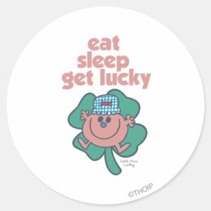 Little_Miss_Lucky's_Motto___Green_clover_Classic_Round_Sticker_1 Little Miss Luckys Motto Green Clover Classic Round Sticker