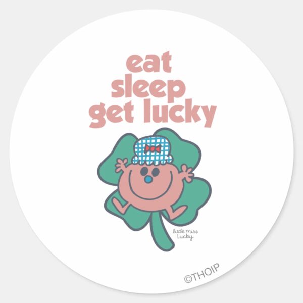 Little_Miss_Lucky's_Motto___Green_clover_Classic_Round_Sticker_1 Little Miss Luckys Motto Green Clover Classic Round Sticker