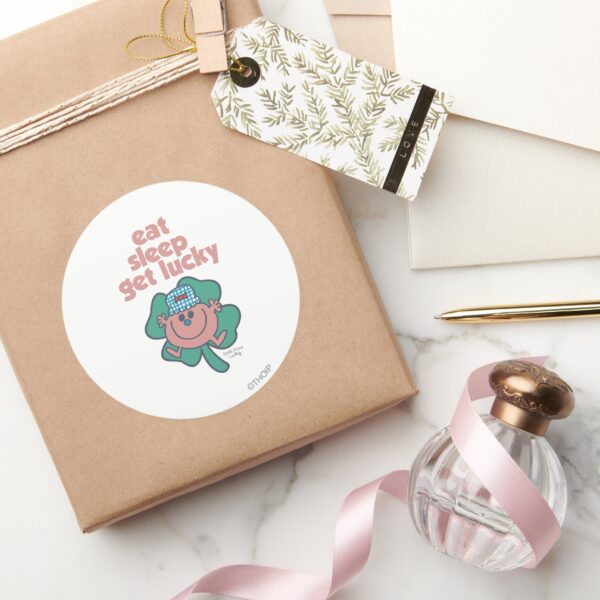 Little_Miss_Lucky's_Motto___Green_clover_Classic_Round_Sticker_5 Little Miss Luckys Motto Green Clover Classic Round Sticker