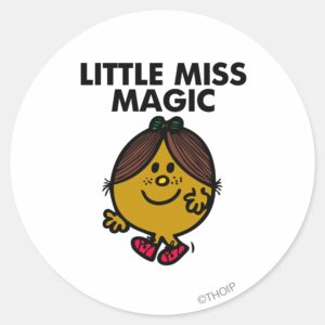 Little Miss Magic Black Lettering Classic Round Sticker