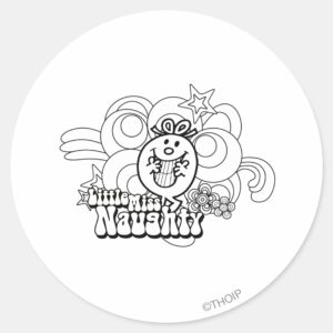 Little Miss Naughty With Bold Background Classic Round Sticker