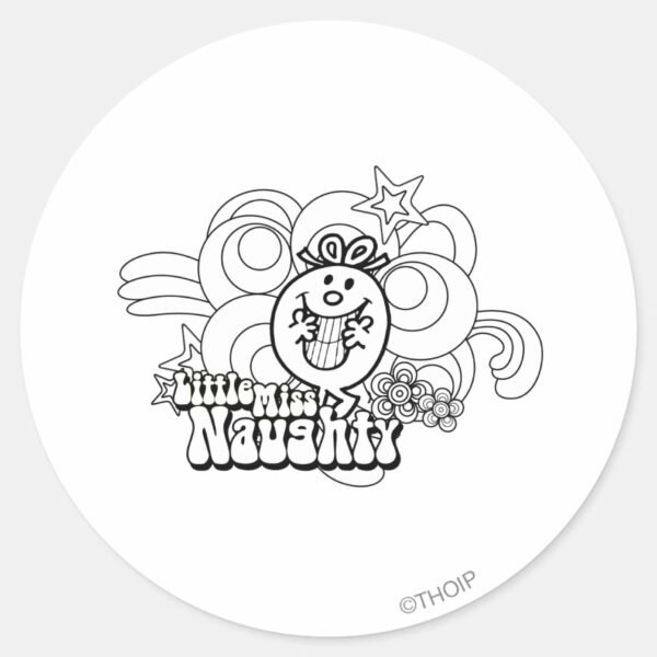 Little_Miss_Naughty_With_Bold_Background_Classic_Round_Sticker_1 Little Miss Naughty With Bold Background Classic Round Sticker