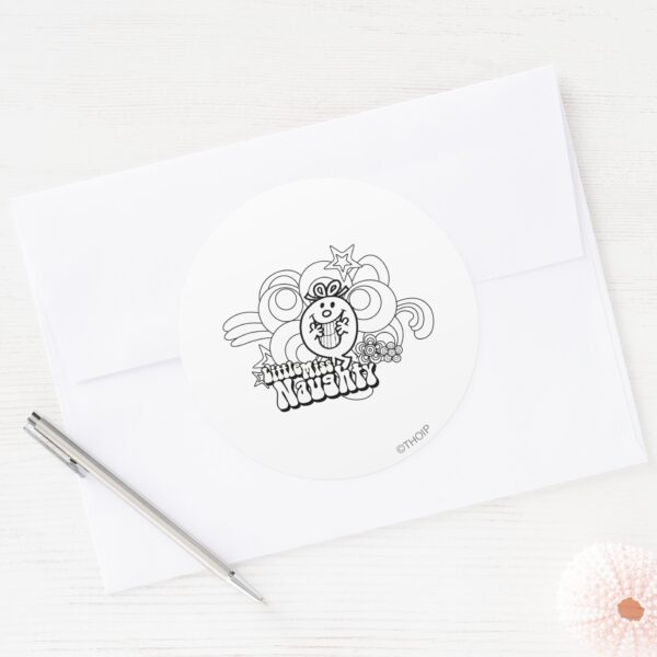 Little_Miss_Naughty_With_Bold_Background_Classic_Round_Sticker_3 Little Miss Naughty With Bold Background Classic Round Sticker