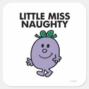 Little Miss Naughty Black Lettering Square Sticker