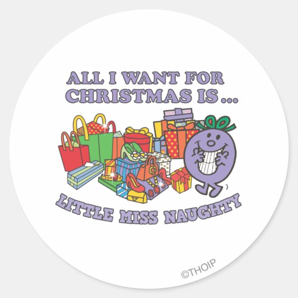 Little_Miss_Naughty's_Christmas_Joy_Classic_Round_Sticker_1 Little Miss Naughtys Christmas Joy Classic Round Sticker