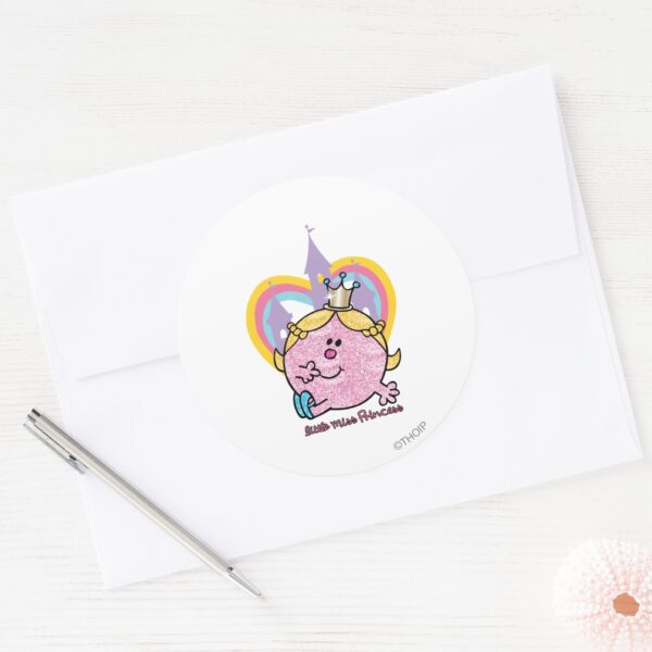 Little_Miss_Princess_Posing_With_Castle_&_Heart_Classic_Round_Sticker_3 Little Miss Princess Posing With Castle Heart Classic Round Sticker