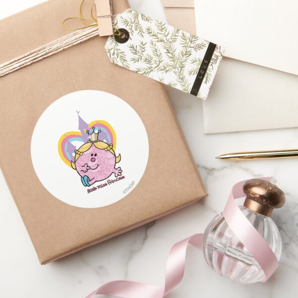 Little_Miss_Princess_Posing_With_Castle_&_Heart_Classic_Round_Sticker_5 Little Miss Princess Posing With Castle Heart Classic Round Sticker