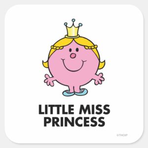 Little Miss Princess Crown Background Square Sticker