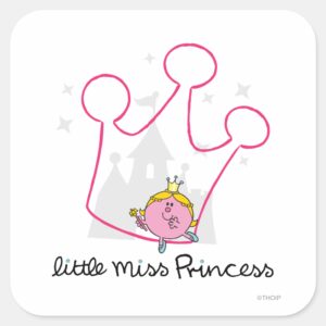 Little Miss Princess Giant Pink Crown Square Sticker