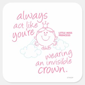 Little Miss Princess Invisible Crown Square Sticker