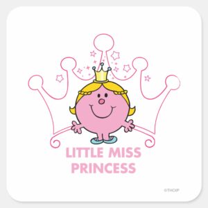 Little Miss Princess Pink Five Pointed Crown Square Sticker