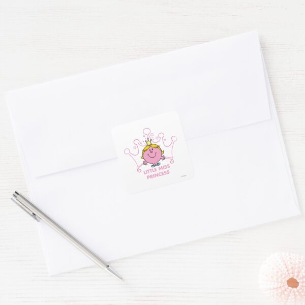 Little_Miss_Princess___Pink_Five_Pointed_Crown_Square_Sticker_3 Little Miss Princess Pink Five Pointed Crown Square Sticker