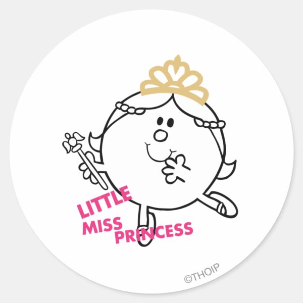 Little_Miss_Princess___Pink_Lettering_Classic_Round_Sticker_1 Little Miss Princess Pink Lettering Classic Round Sticker