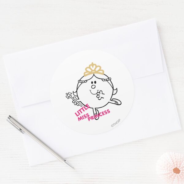 Little_Miss_Princess___Pink_Lettering_Classic_Round_Sticker_3 Little Miss Princess Pink Lettering Classic Round Sticker
