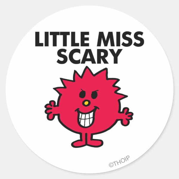 Little_Miss_Scary___Black_Lettering_Classic_Round_Sticker_1 Little Miss Scary Black Lettering Classic Round Sticker