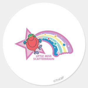 Little_Miss_Scatterbrain___Rainbow_&_Stars_Classic_Round_Sticker_1 Little Miss Scatterbrain Rainbow Stars Classic Round Sticker