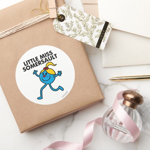 Little_Miss_Somersault_Walking_Tall_Classic_Round_Sticker_5 Little Miss Somersault Walking Tall Classic Round Sticker