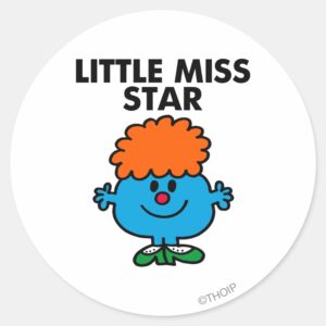 Little Miss Star Black Lettering Classic Round Sticker