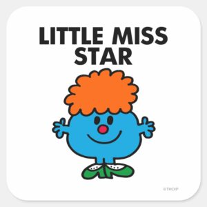 Little Miss Star Black Lettering Square Sticker