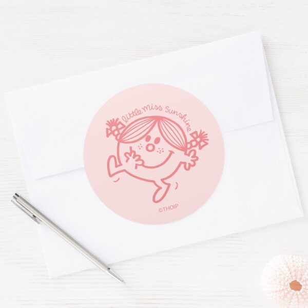 Little_Miss_Sunshine_Coral_Classic_Round_Sticker_3 Little Miss Sunshine Coral Classic Round Sticker