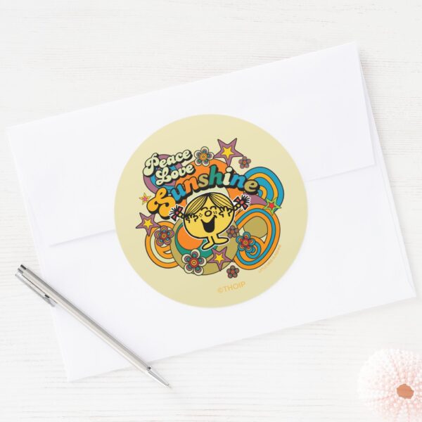 Little_Miss_Sunshine_Peace_Love_Sunshine_Classic_Round_Sticker_3 Little Miss Sunshine Peace Love Sunshine Classic Round Sticker