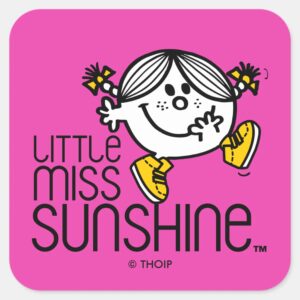 Little Miss Sunshine Walking On Name Graphic Square Sticker