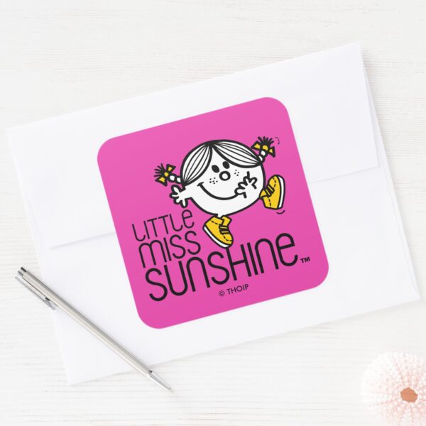Little_Miss_Sunshine_Walking_On_Name_Graphic_Square_Sticker_3 Little Miss Sunshine Walking On Name Graphic Square Sticker