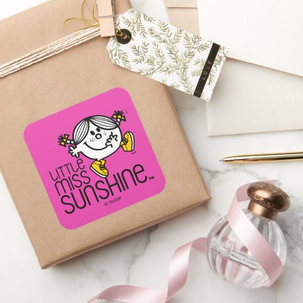 Little_Miss_Sunshine_Walking_On_Name_Graphic_Square_Sticker_5 Little Miss Sunshine Walking On Name Graphic Square Sticker