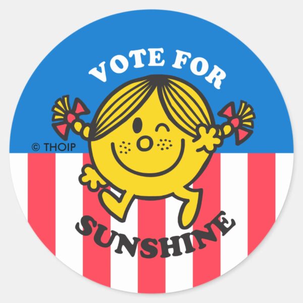 Little_Miss_Sunshine__Vote_for_Sunshine__Classic_Round_Sticker_1 Little Miss Sunshine Vote For Sunshine Classic Round Sticker