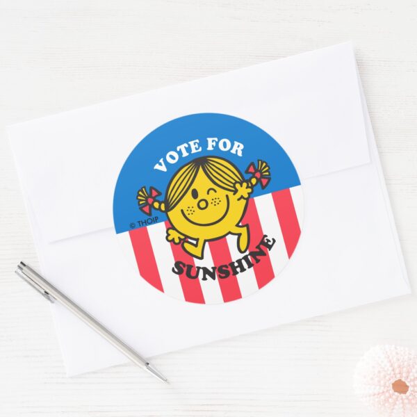 Little_Miss_Sunshine__Vote_for_Sunshine__Classic_Round_Sticker_3 Little Miss Sunshine Vote For Sunshine Classic Round Sticker