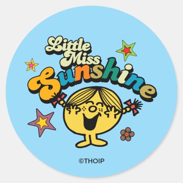Little_Miss_Sunshine___Stars_&_Flowers_Classic_Round_Sticker_1 Little Miss Sunshine Stars Flowers Classic Round Sticker