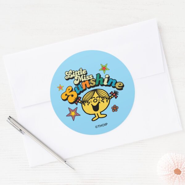Little_Miss_Sunshine___Stars_&_Flowers_Classic_Round_Sticker_3 Little Miss Sunshine Stars Flowers Classic Round Sticker