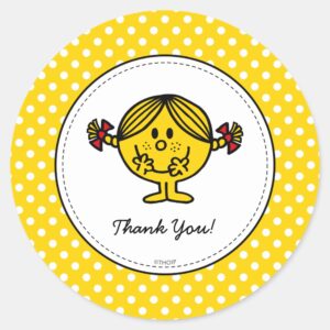 Little Miss Sunshine Yellow Birthday Thank You Classic Round Sticker