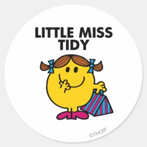 Little Miss Tidy Black Lettering Classic Round Sticker