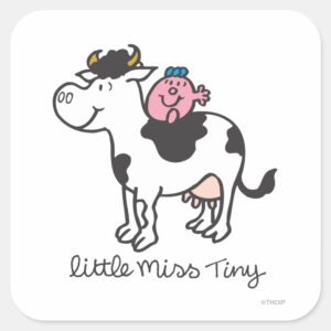 Little Miss Tiny Cow Riding Square Sticker