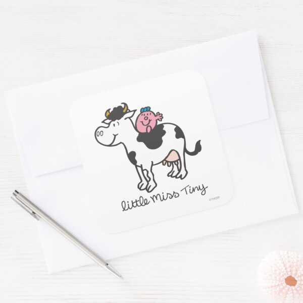 Little_Miss_Tiny___Cow_Riding_Square_Sticker_3 Little Miss Tiny Cow Riding Square Sticker