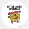 Little Miss Trouble Black Lettering Classic Round Sticker