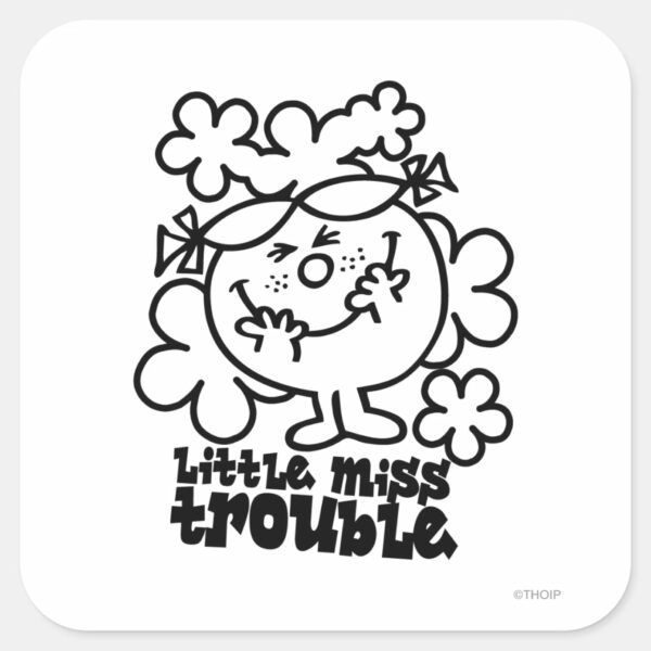 Little_Miss_Trouble___Black_&_White_Square_Sticker_1 Little Miss Trouble Black White Square Sticker