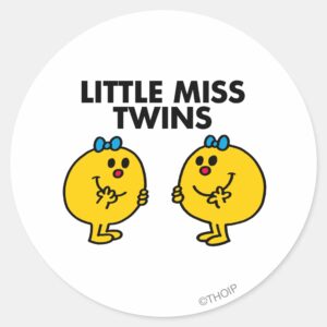 Little Miss Twins Two Much Fun Classic Round Sticker