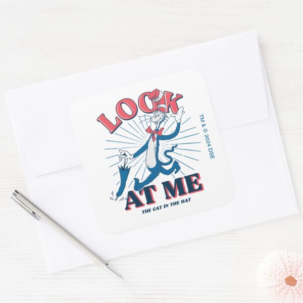 Look_At_Me_Cat_In_The_Hat_Square_Sticker_3 Look At Me Cat In The Hat Square Sticker