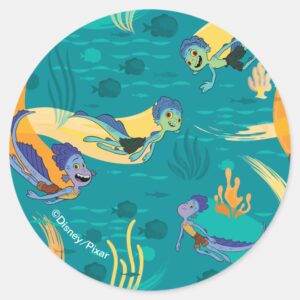 Luca Alberto Luca Swim With Fish Pattern Classic Round Sticker