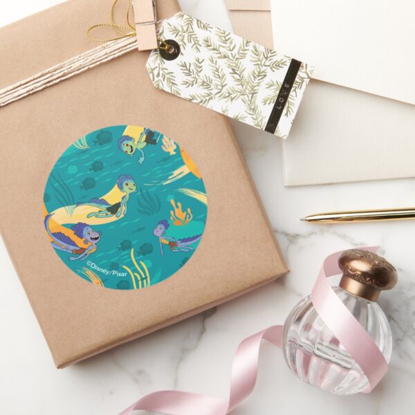 Luca___Alberto_&_Luca_Swim_With_Fish_Pattern_Classic_Round_Sticker_5 Luca Alberto Luca Swim With Fish Pattern Classic Round Sticker