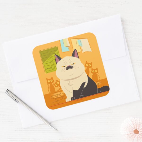 Luca___Machiavelli_Cat_Illustration_Square_Sticker_3 Luca Machiavelli Cat Illustration Square Sticker
