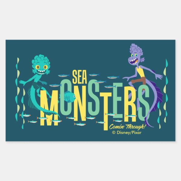 Luca___Sea_Monsters_Comin'_Through!_Rectangular_Sticker_1 Luca Sea Monsters Comin Through Rectangular Sticker