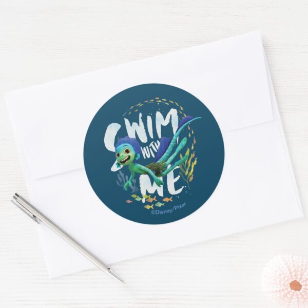 Luca___Swim_With_Me_Classic_Round_Sticker_3 Luca Swim With Me Classic Round Sticker