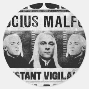 Lucius Malfoy Wanted Poster Classic Round Sticker