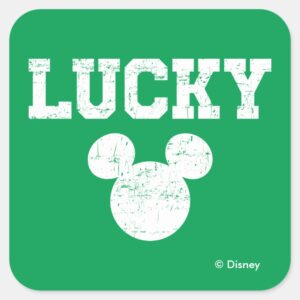 Lucky_Mickey_Mouse___St._Patrick's_Day_Square_Sticker_1 Lucky Mickey Mouse St. Patricks Day Square Sticker