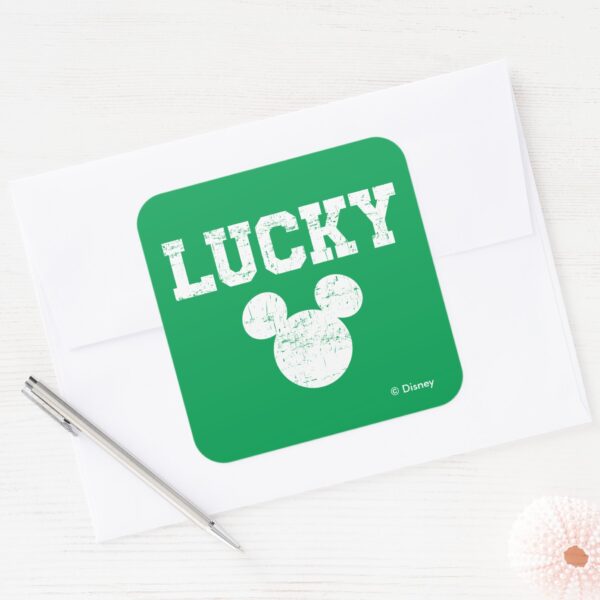 Lucky_Mickey_Mouse___St._Patrick's_Day_Square_Sticker_3 Lucky Mickey Mouse St. Patricks Day Square Sticker