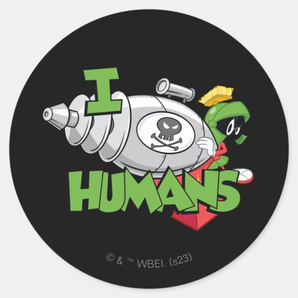 MARVIN_THE_MARTIAN™_I_Laser_Humans_Classic_Round_Sticker_1 MARVIN THE MARTIAN™ I Laser Humans Classic Round Sticker